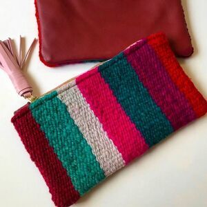 Sarah Sharp Artisan Knit Clutch Purse with Tassel Zipper